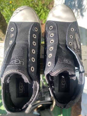 UGG Black Slip-On Sneakers with Silver Toe Caps